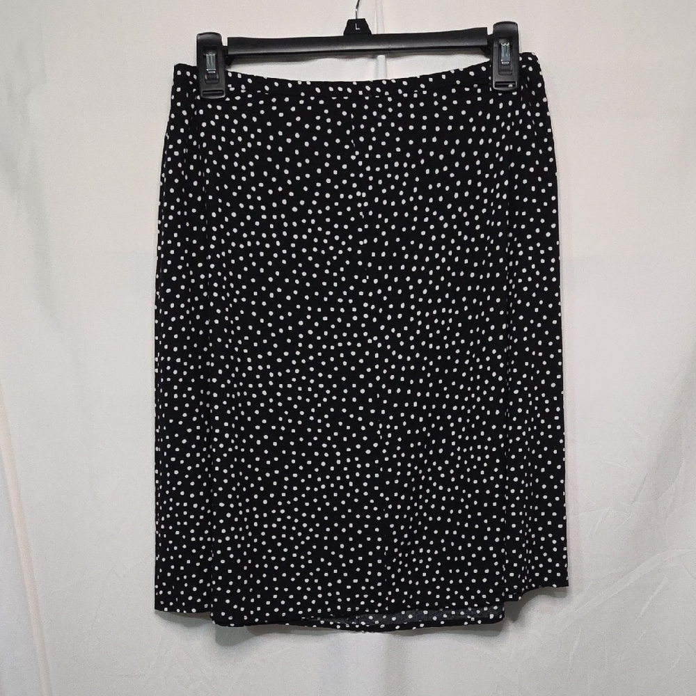 Victoria Holley Black White Polka Dot A-Line Skirt Womens Medium Side Zip Skirt